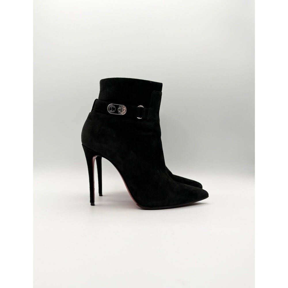 Christian Louboutin Lock So Kate Booty 100 Black Suede Ankle Boots Size EU 35